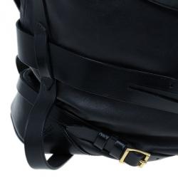 مملوكة مسبقًا Burberry Black Lambskin Leather Belted Hobo