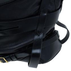 مملوكة مسبقًا Burberry Black Lambskin Leather Belted Hobo