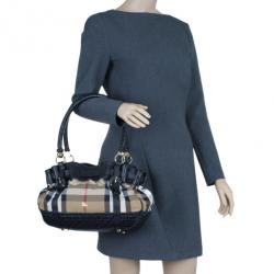 Pre Owned حقيبة بربري كانفاس نوفا تشيك و جلد