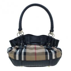 Pre Owned حقيبة بربري كانفاس نوفا تشيك و جلد