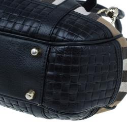 Pre Owned حقيبة بربري كانفاس نوفا تشيك و جلد