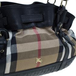 Pre Owned حقيبة بربري كانفاس نوفا تشيك و جلد