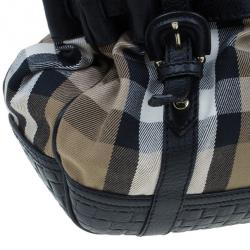 Pre Owned حقيبة بربري كانفاس نوفا تشيك و جلد