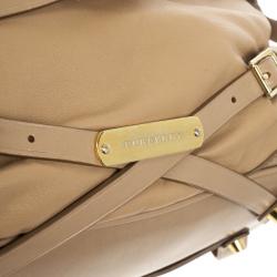 Pre Owned Burberry Beige Leather Medium Gosford Bridle Hobo Bag