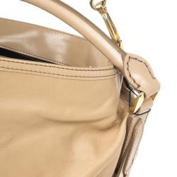 Pre Owned Burberry Beige Leather Medium Gosford Bridle Hobo Bag