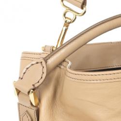 Pre Owned Burberry Beige Leather Medium Gosford Bridle Hobo Bag