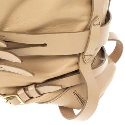 Pre Owned Burberry Beige Leather Medium Gosford Bridle Hobo Bag