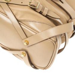 Pre Owned Burberry Beige Leather Medium Gosford Bridle Hobo Bag