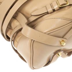 Pre Owned Burberry Beige Leather Medium Gosford Bridle Hobo Bag