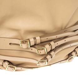 Pre Owned Burberry Beige Leather Medium Gosford Bridle Hobo Bag