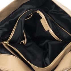 Pre Owned Burberry Beige Leather Medium Gosford Bridle Hobo Bag