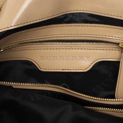 Pre Owned Burberry Beige Leather Medium Gosford Bridle Hobo Bag