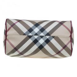 Pre Owned Burberry Nova Check Bowling Boston Satchel