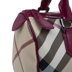 Pre Owned Burberry Nova Check Bowling Boston Satchel
