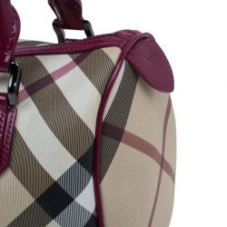 Pre Owned Burberry Nova Check Bowling Boston Satchel
