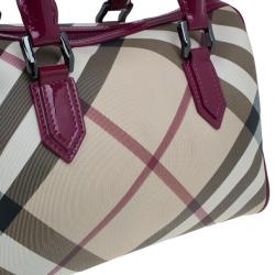 Pre Owned Burberry Nova Check Bowling Boston Satchel