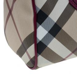 Pre Owned Burberry Nova Check Bowling Boston Satchel