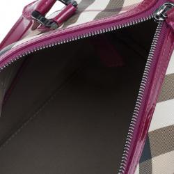 Pre Owned Burberry Nova Check Bowling Boston Satchel