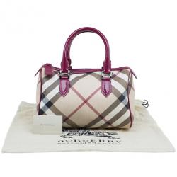 Pre Owned Burberry Nova Check Bowling Boston Satchel