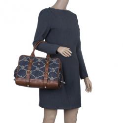 Pre Owned حقيبة يد بربري دينم منقوش وجلد