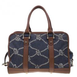 Pre Owned حقيبة يد بربري دينم منقوش وجلد