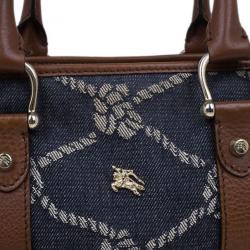 Pre Owned حقيبة يد بربري دينم منقوش وجلد