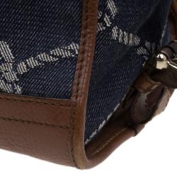 Pre Owned حقيبة يد بربري دينم منقوش وجلد