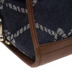 Pre Owned حقيبة يد بربري دينم منقوش وجلد