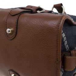 Pre Owned حقيبة يد بربري دينم منقوش وجلد