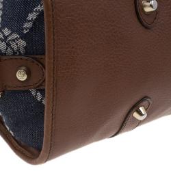 Pre Owned حقيبة يد بربري دينم منقوش وجلد