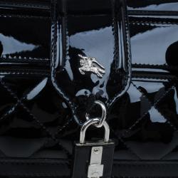 مملوكة مسبقًا Burberry Black Quilted Patent Manor Satchel