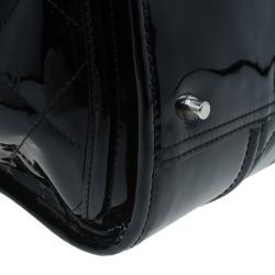 مملوكة مسبقًا Burberry Black Quilted Patent Manor Satchel