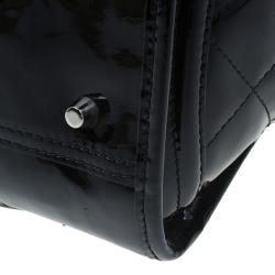 مملوكة مسبقًا Burberry Black Quilted Patent Manor Satchel