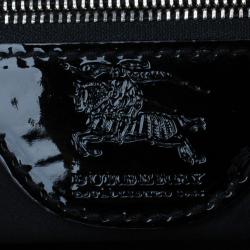 مملوكة مسبقًا Burberry Black Quilted Patent Manor Satchel