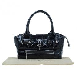مملوكة مسبقًا Burberry Black Quilted Patent Manor Satchel