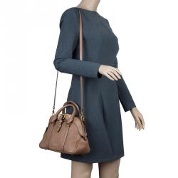 Pre Owned Burberry Brown Grained Leather Small Bow Detail Satchel