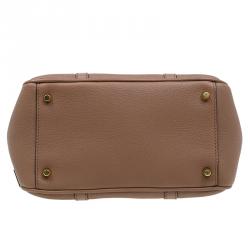 Pre Owned Burberry Brown Grained Leather Small Bow Detail Satchel