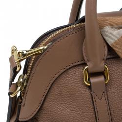Pre Owned Burberry Brown Grained Leather Small Bow Detail Satchel