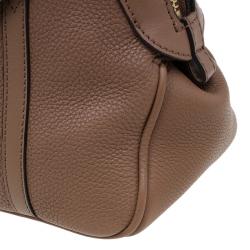 Pre Owned Burberry Brown Grained Leather Small Bow Detail Satchel