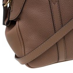 Pre Owned Burberry Brown Grained Leather Small Bow Detail Satchel