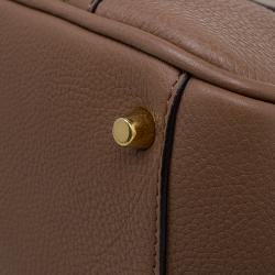 Pre Owned Burberry Brown Grained Leather Small Bow Detail Satchel