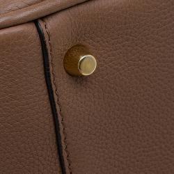 Pre Owned Burberry Brown Grained Leather Small Bow Detail Satchel