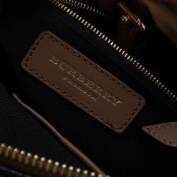 Pre Owned Burberry Brown Grained Leather Small Bow Detail Satchel