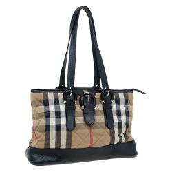 Pre Owned Burberry Black Nova Check Quilted Canvas Tote
