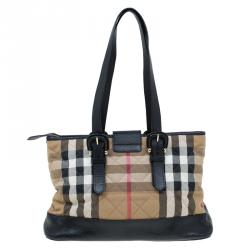 Pre Owned Burberry Black Nova Check Quilted Canvas Tote