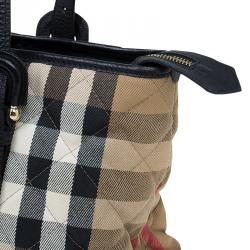 Pre Owned Burberry Black Nova Check Quilted Canvas Tote