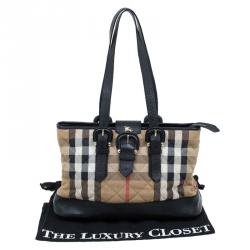 Pre Owned Burberry Black Nova Check Quilted Canvas Tote