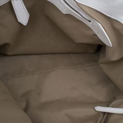 Pre Owned Burberry White Basket Weave Check Print Hobo