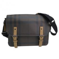 مملوكة مسبقًا Burberry Brown Leather Novacheck Crossbody
