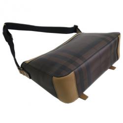 مملوكة مسبقًا Burberry Brown Leather Novacheck Crossbody